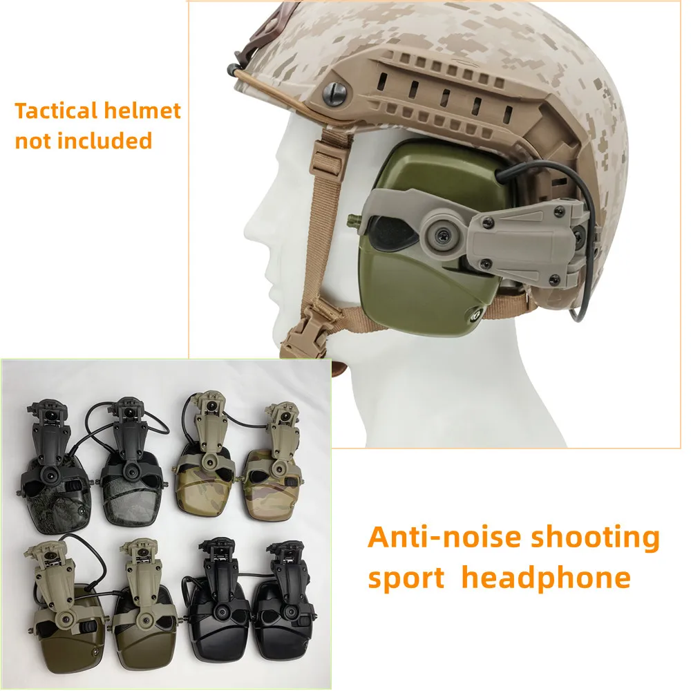 Tactical Helmet ARC Rail Adapter with Electronic Noise Canceling Shooting Sport Headset Airsoft Hunting Shooting Gel Ear Pads enlarge