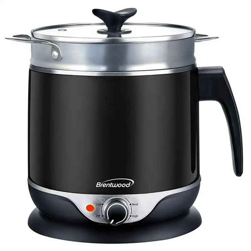 

Steel 1.9 Quart Cordless Hot Pot Cooker and Food Steamer in Black