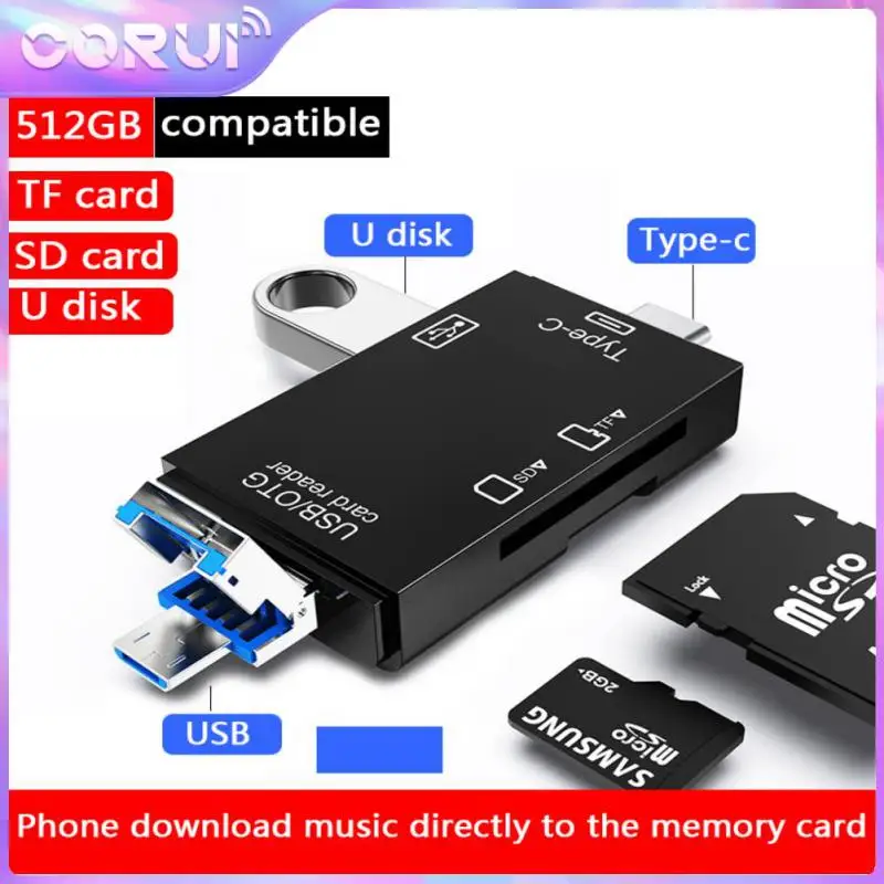 

Corui TF SD Card Reader Portable USB 2.0 Type C Dual Slot Flash Memory Card Adapter Multi-function Mobile Computer Card Reader