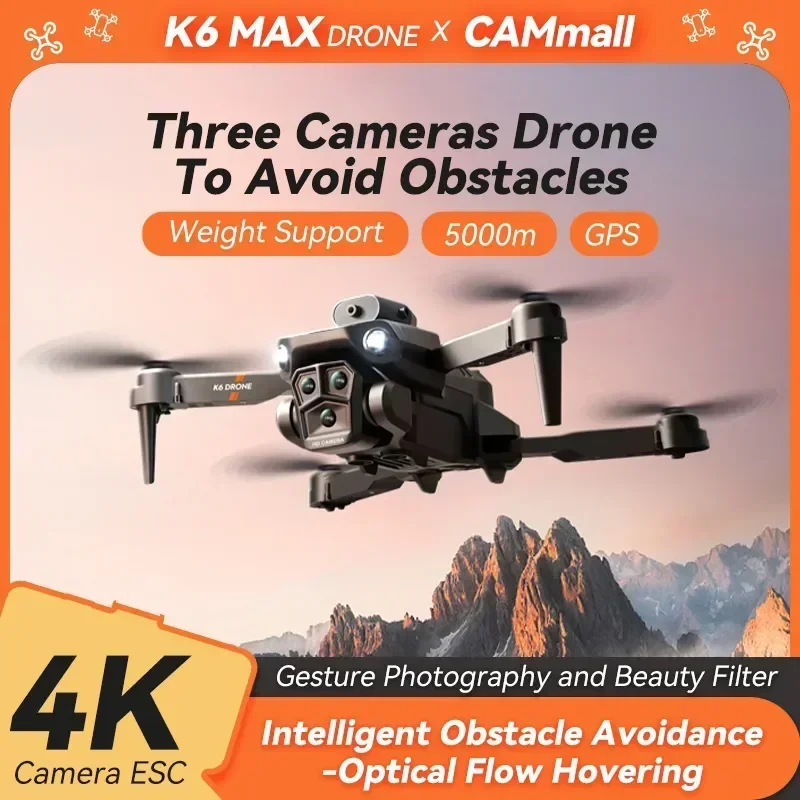 

HJ K6MAX Drone One-Key Return Professional Aerial Photography Aircraft 8K Three-Camera HD HDR Obstacle Avoidance GPS DroneToy