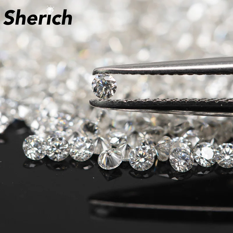 Sherich Wholesale 1ct D Color Round Cut Lab Grown Small Size Stones Loose Moissanites Diamonds 0.8-2.9mm DIY Jewelry