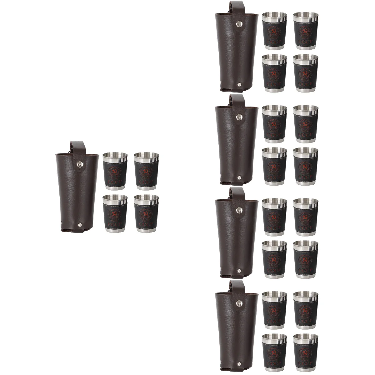

5 Sets Camping Cups Stainless Steel Small Cups Portable