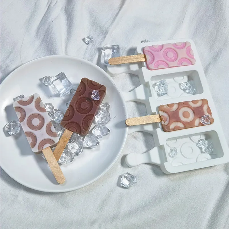 

Hot Magnum Silicone Ice Cream Mold DIY Homemade Popsicle Molds Freezer 4 Cell Small Size Ice Cube Tray Barrel Maker Baking Tools
