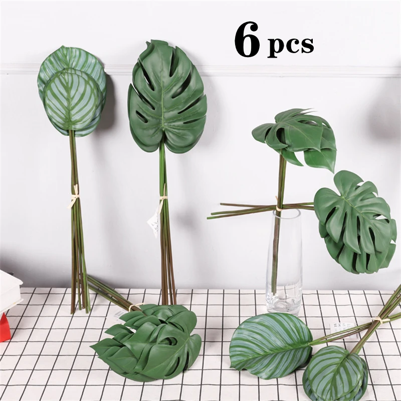 

6pcs Artificial Turtle Leaf Green Plant Leaf Desktop Decor Apple Leaf Flower Arrangement Fake Green Leaves for Home Decoration