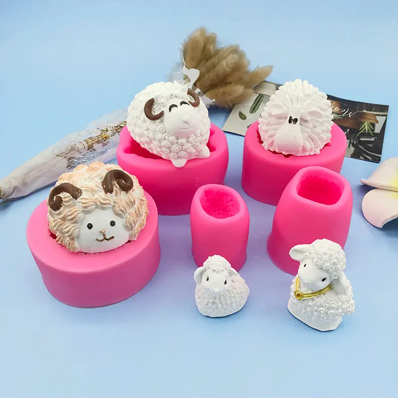 

3D Cute Sheep Silicone Candle Molds Forms DIY Candle Making Handmade Soap Clay Plaster Resin Crafts Moulds Cake Decorating Tools