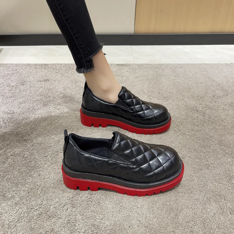 

Women's Boots Autumn And Winter New Solid Color Color Soled Loafers Plush Lining Comfortable Women'S Short Boots Women Shoes