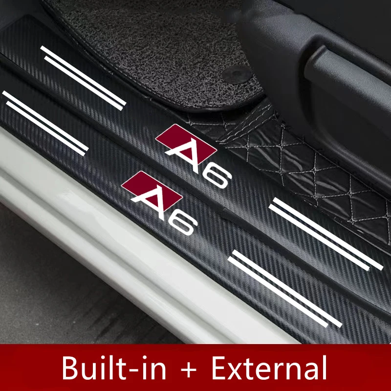 

4PCS Car Door Sill Scuff Plate Decor Sticker For audi A6 with logo car accessories