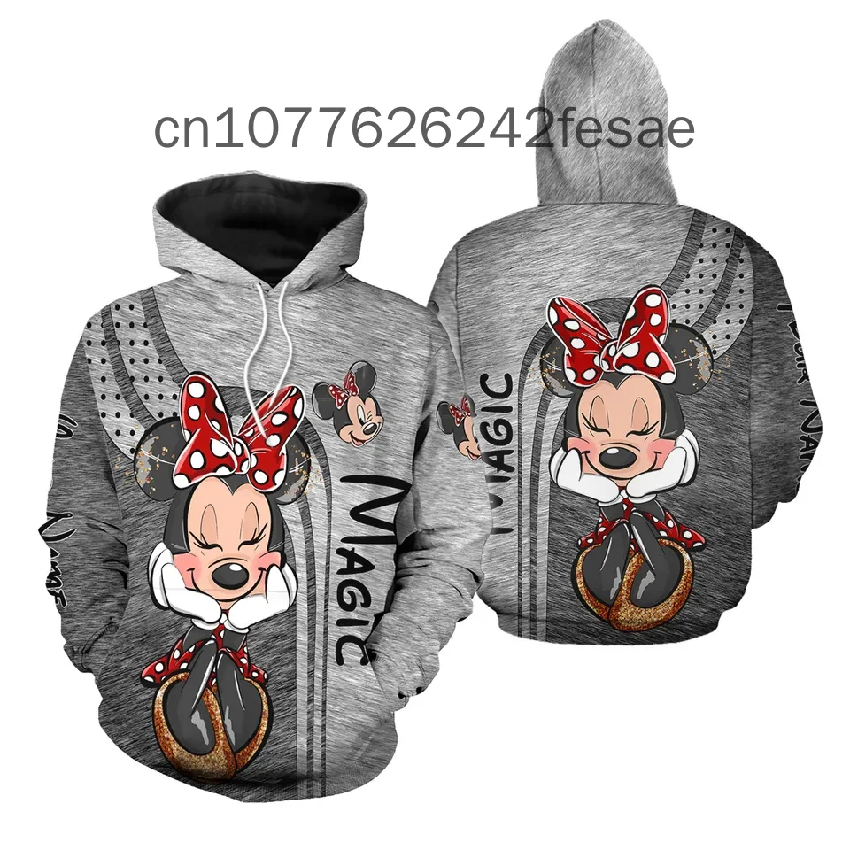 Толстовка с капюшоном Минни Маус Диснея Повседневная модная уличная Мужская и