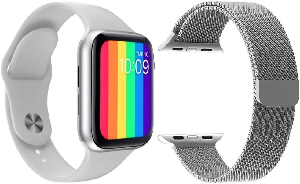 

NEW Kit Relógio Smartwatch W34s Com Rede Social Ligações Telefônica + Pulseira Extra Aço (Branco) smartwatch