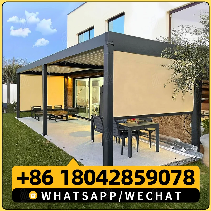 Легкая современная уличная водонепроницаемая моторизованная биоклиматическая