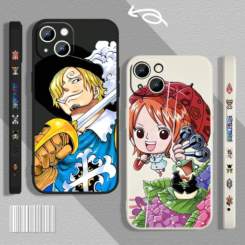 

One Piece Anime Cool For Apple iPhone 13 12 Mini 11 Pro XS MAX XR X 8 7 6S SE Plus Liquid Left Rope Phone Case Cover Capa Coque