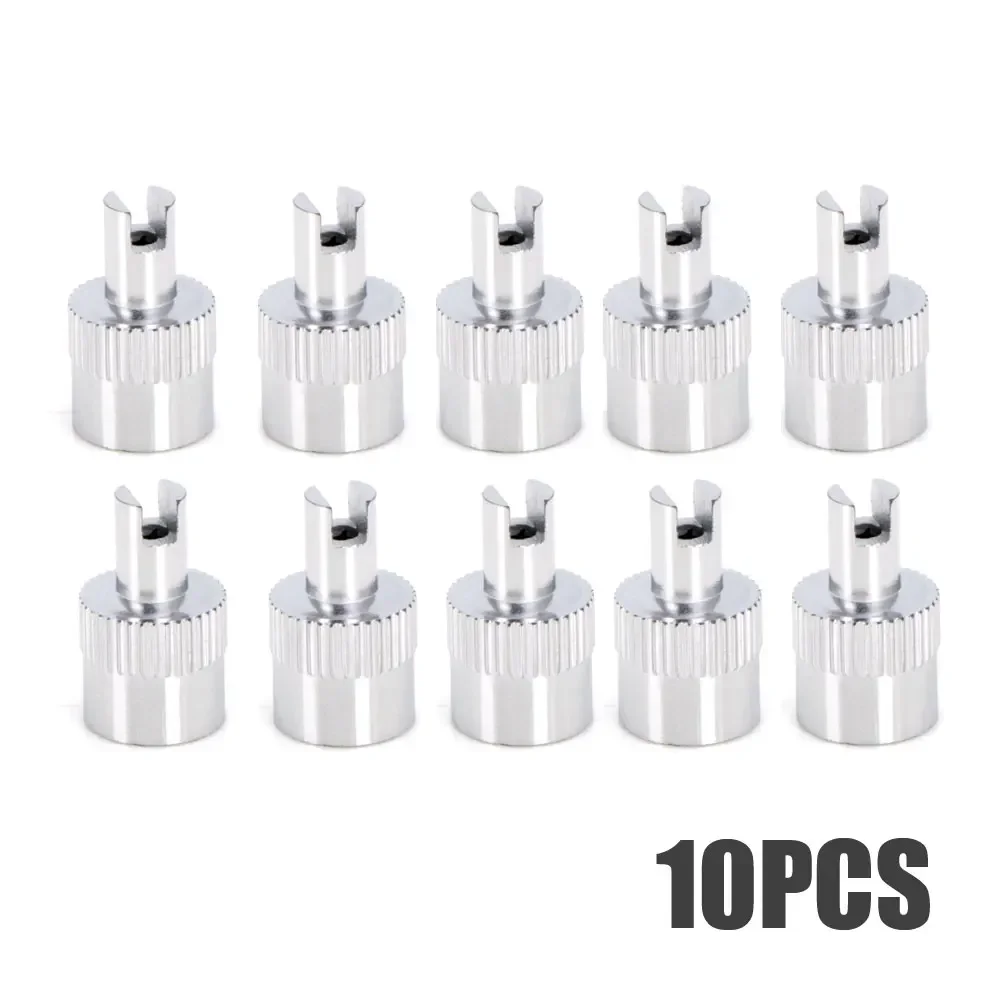 

10 шт. автомобильные хромированные колпачки для штока клапана с прорезями, колпачки для штока клапана с прорезями, колпачки для штока клапана с инструментом для удаления сердечника для авто мотоцикла