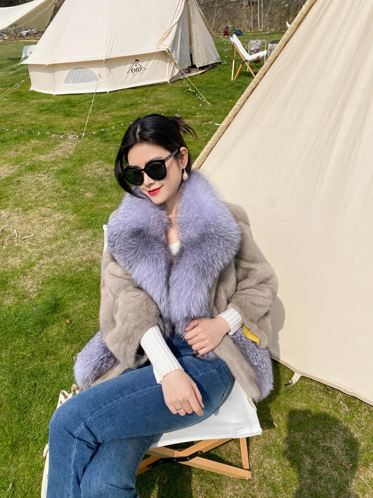 2022 New Import Real Mink Fur Coats Women High Quality Winter   Fox Fur Warm Thick Natural Mink Fur Jackets Female Parka