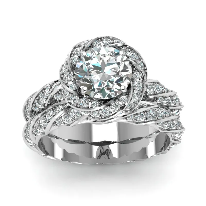 

Milangirl CZ Halo Engagement Ring stone Rings for Women Anniversary Ring Wedding Rings Silver 925 Jewelry