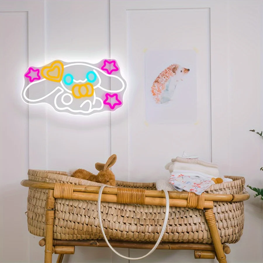 Sanrio Cinnamoroll светодиодная неоновая вывеска милый мультяшный многоцветный