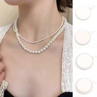 handmade vintage simulation pearl necklace choker clavicle chain elegant simple adjustable beaded necklace for women girls gifts