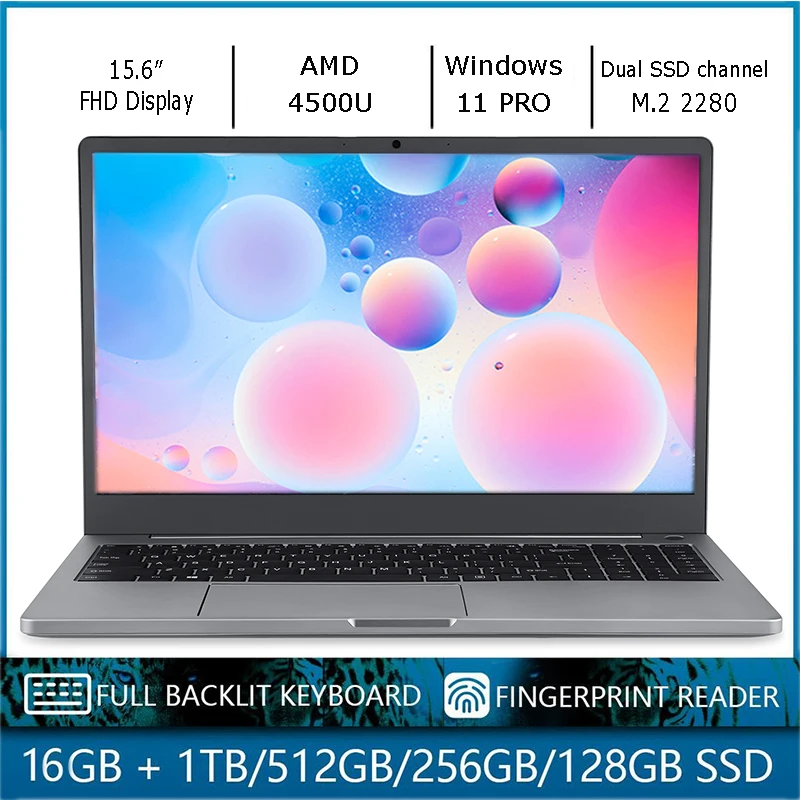 windows 11 PRO Office game notebook 16GB RAM 128/256/512/1T SSD Notebook AMD 4500U six core All metal computer