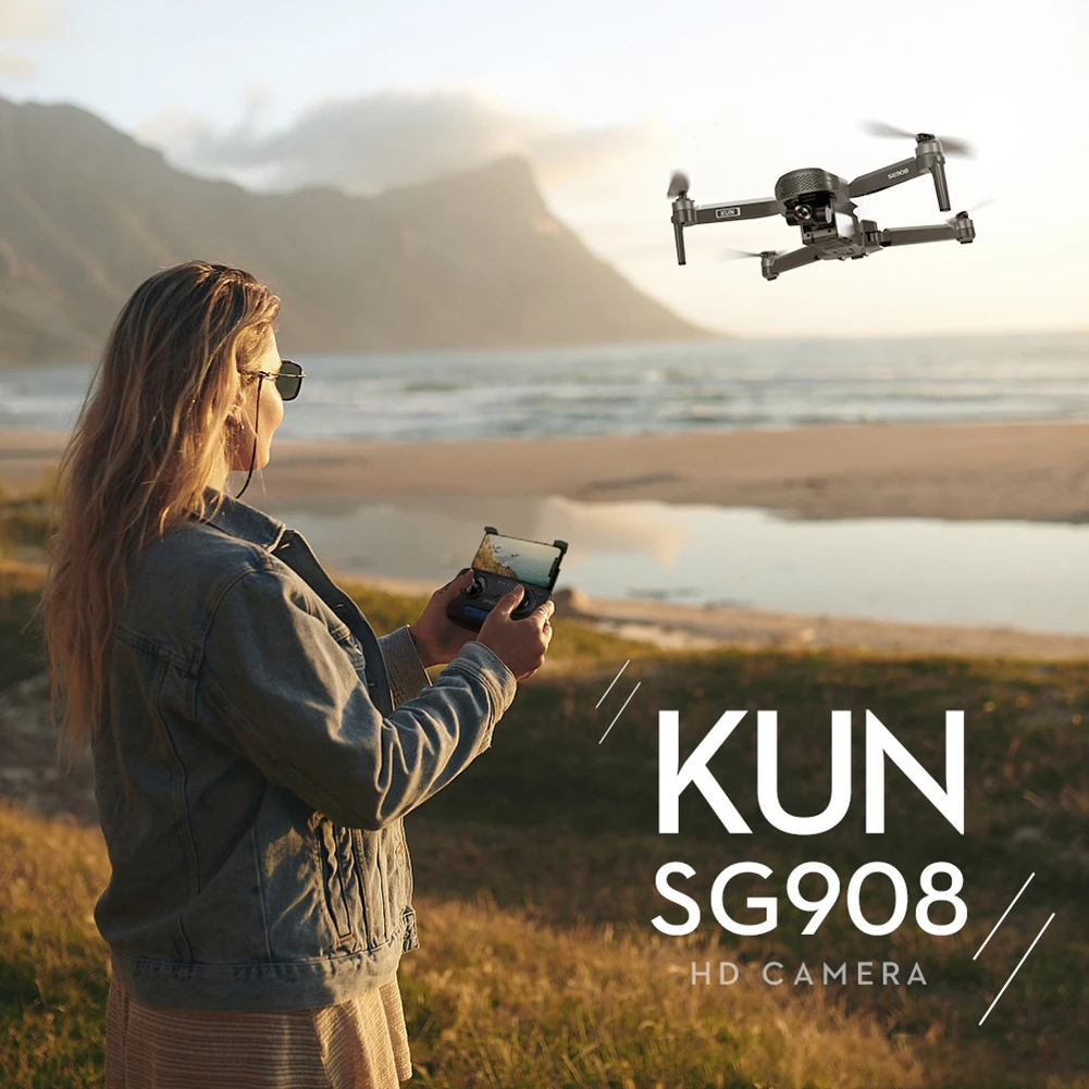 Квадрокоптер SG908 на радиоуправлении Wi-Fi FPV GPS камера 4K HD 3-осевой карданный подвес