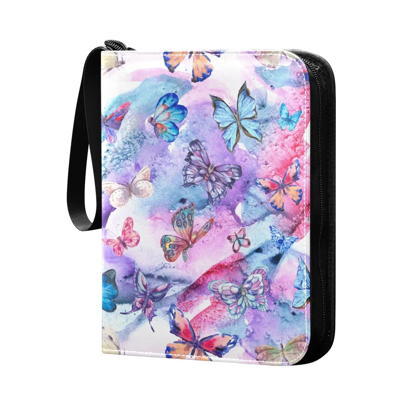 4-карманная папка для карточек с акварельными бабочками двусторонний карманный