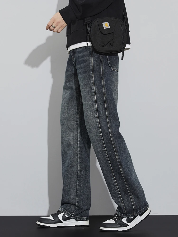 Джинсы мужские прямые повседневные модная индивидуализированная одежда в