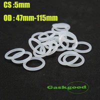 1 5pcs vmq white silicone o ring gasket cs 5mm od 47 115mm food grade rubber insulate round o shape seal o ring silicone rings
