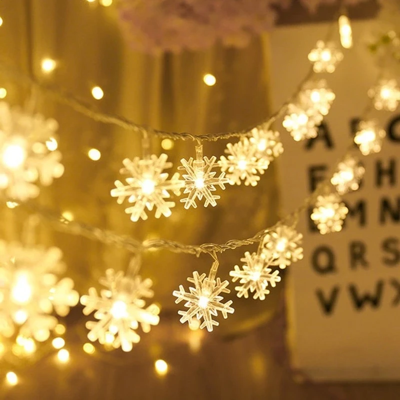 

Snowflakes and Stars String Lights Fairy Lights Festoon LED Lights Battery-powered Garlands New Year Christmas Decorations 2022.