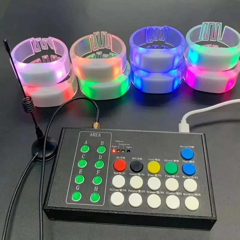 Фото Светодиодные браслеты из TPU с пультом дистанционного управления на 24 кнопки или без него, 100/500 шт., для вечеринок, свадеб, мероприятий, диджеев, баров, концертов, RGB светящиеся браслеты. №5