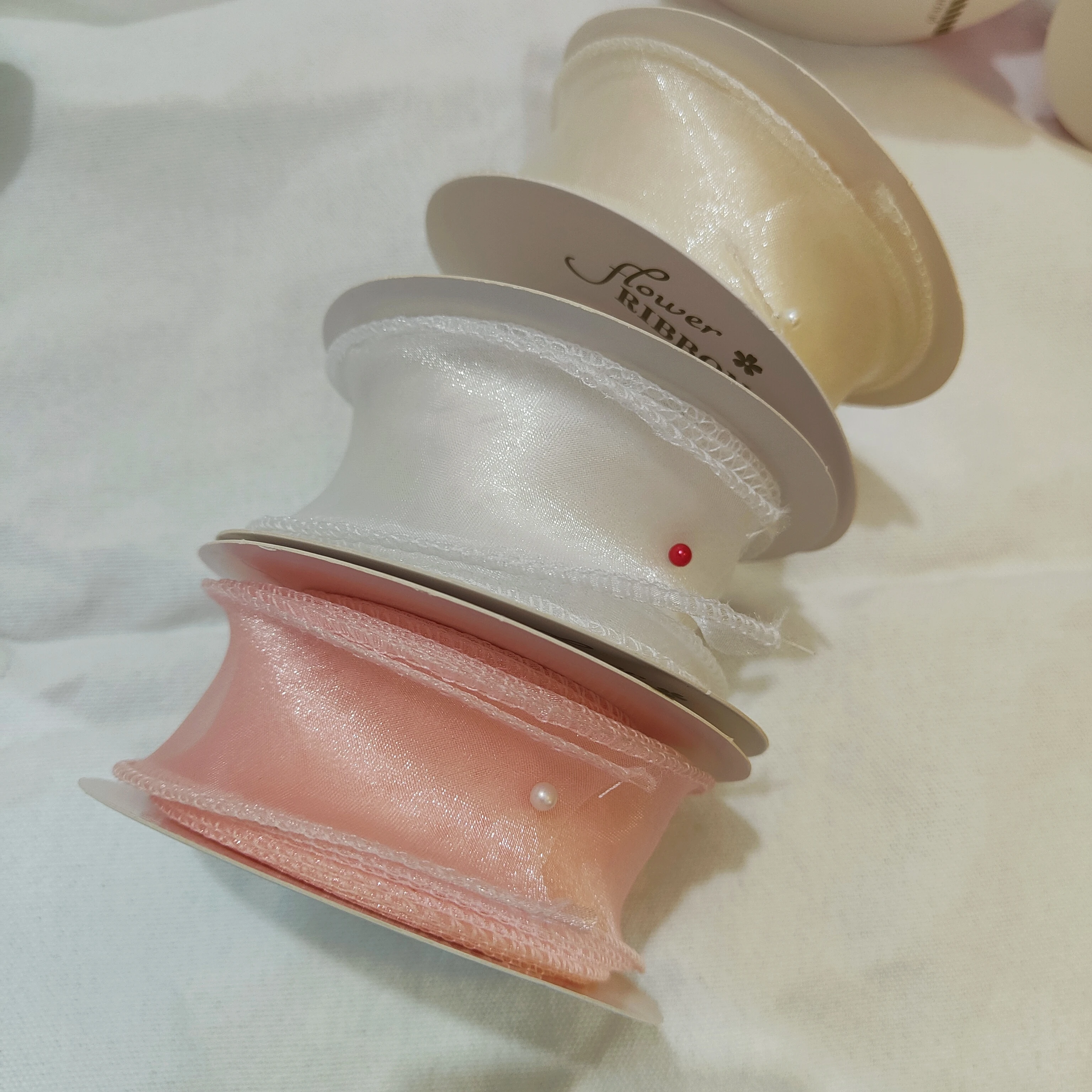 Набор из 3 рулонов — 10 ярдов прозрачная белая розовая бежевая шифоновая лента