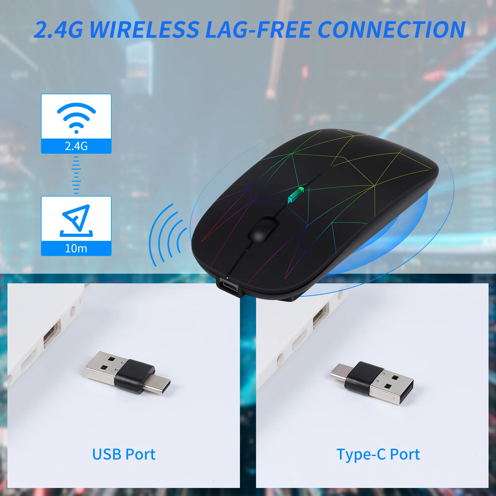 

2.4G Wireless Mouse 2400DPI Rechareable Office Mouse Ergonomic Optical LED Gaming Mause Silent Button Computer Mice For Desktop