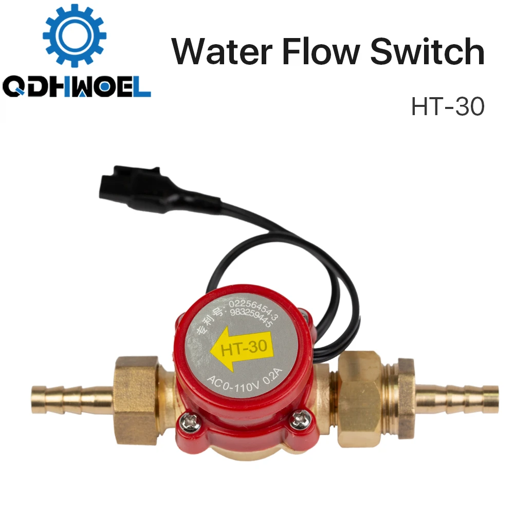 

QDHWOEL Water Flow Switch Sensor 8/10/12mm HT-30 Protect for CO2 Laser Engraving Cutting Machine