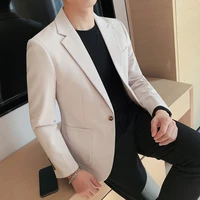 2022 high quality korean slim fit blazer jackets men clothing simple two buttons business formal wear casual suit coats 3xl m