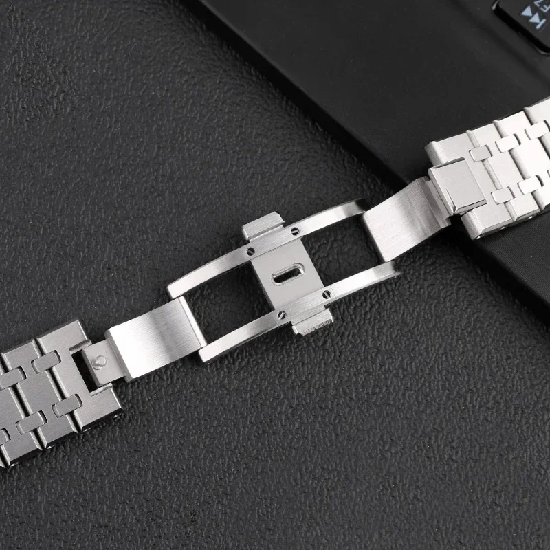 Фото Серебряный браслет из нержавеющей стали 904L для AP 15400 Audemars Piguet Royal Oak ремешок мужские ремешки для часов 21 мм 26 мм №4