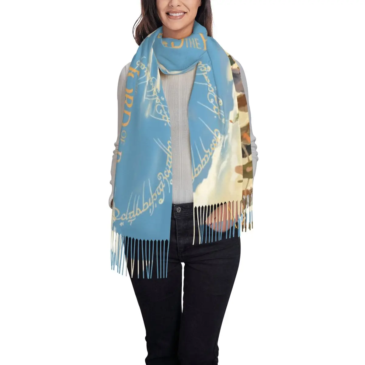 Теплый мягкий шарф осенний L-Lords Of The R-Rings шали Wrpas новый дизайн Bufanda Mujer мужские и