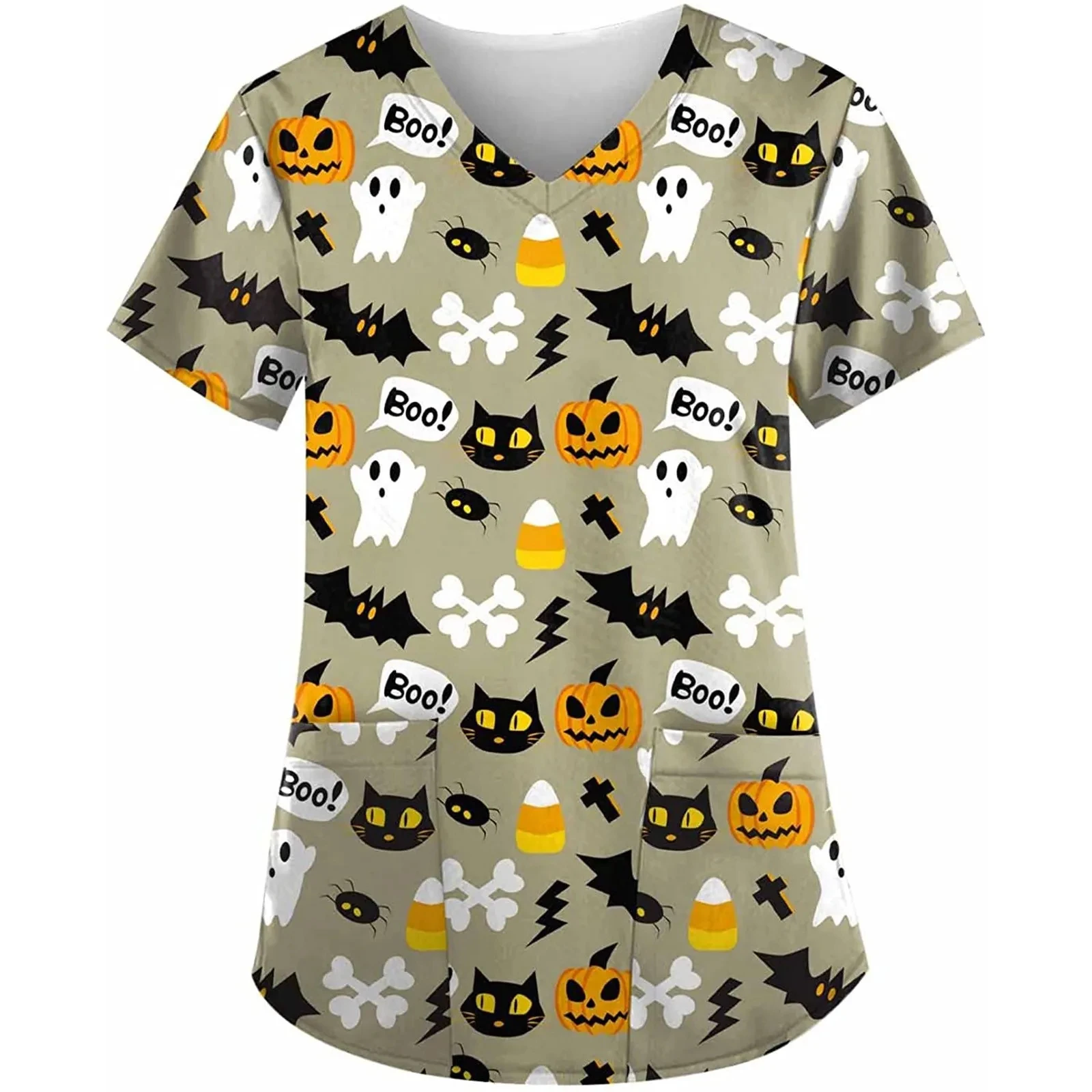 Женская Больничная Униформа с рисунком тыквы на Хэллоуин футболка для кормления