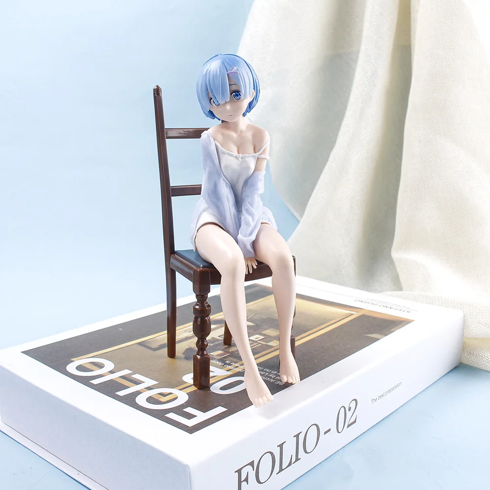 

17CM Anime Figure Re:Life In A Different World From Zero Rem Ram chair sexy PVC Action Collection Vehicle chassis Model gifts