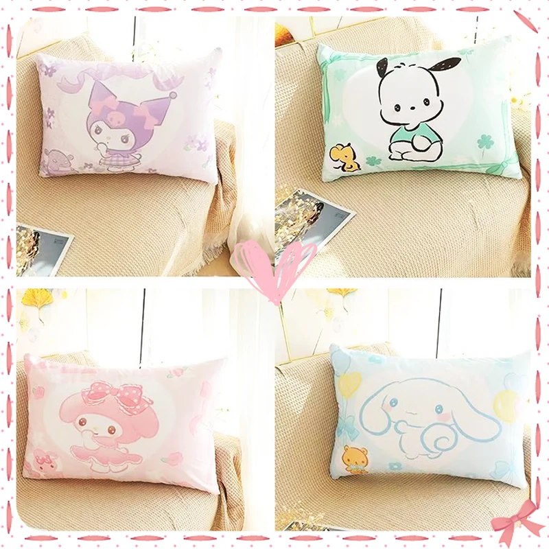 

Sanrioed Pillowcase Kawaii Bedding Soft Cotton Anime My Melody Kuromi Pochacco Cute Thick Pillow Core Cover Kids Girls Gifts