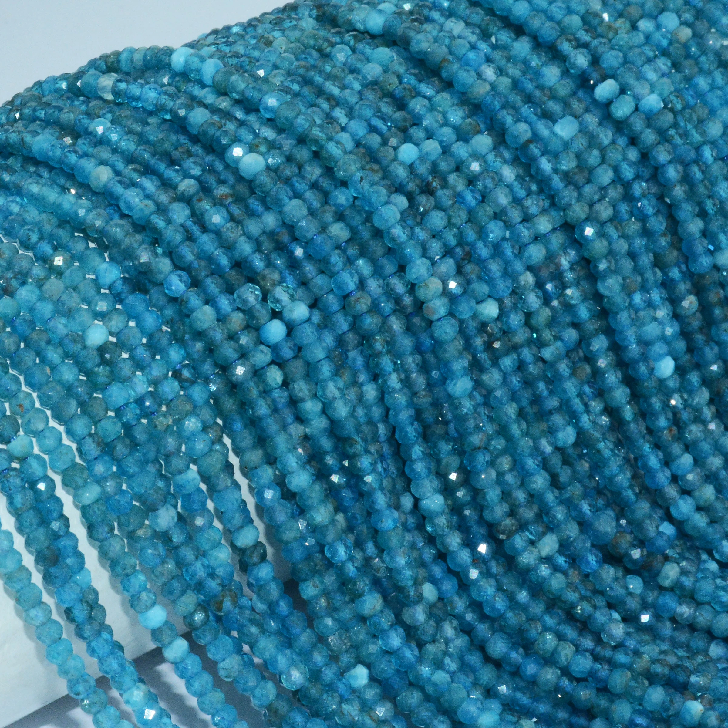 Natural Blue Apatite Faceted Rondelle Beads 2x3mm |