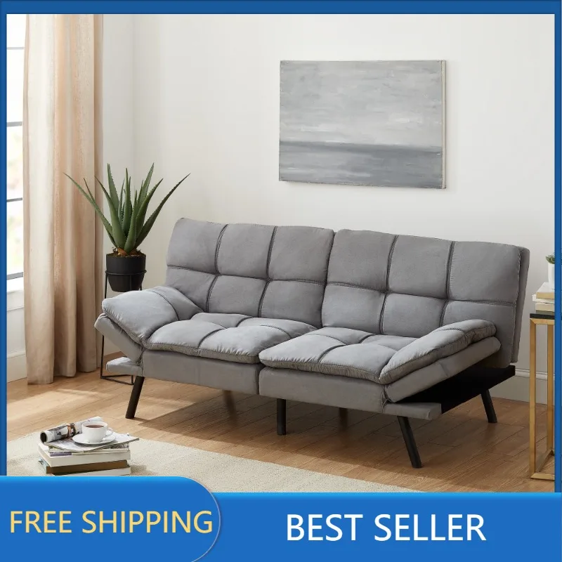 

Мебель для гостиной, футон из пены с эффектом памяти, серая искусственная замша, США, доставка