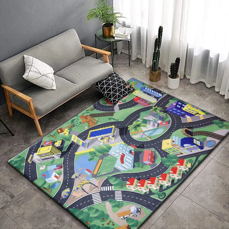 

Children's Play Crawl Mat Road Traffic Route Map Traffics Sign Mats Carpet Living Room Sofa Coffee Floor Mats Home Decoration