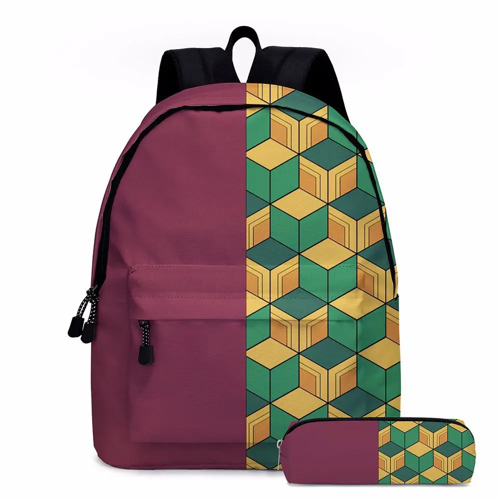 

Fashion Teenager School Bags Japan Anime Demon Slayer 2 Pieces Boys Girls Backpacks Students Cosplay Fashion Kawaii Sports Backp