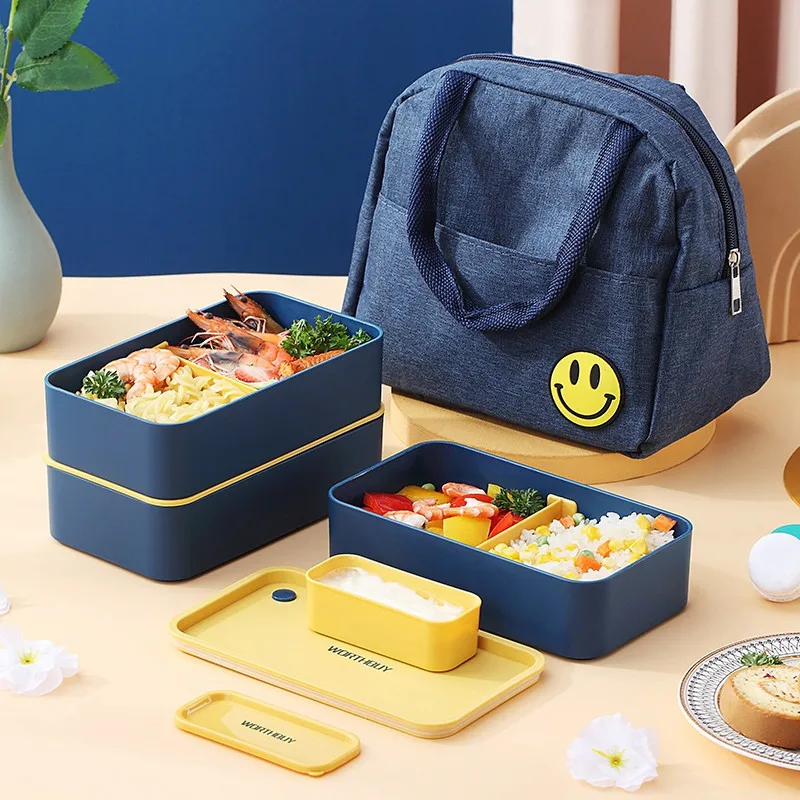 

Portable Lunch Bento Box For School Kids Office Worker Microwae Heating With Movable Compartments Salad Fruit Food Storage Box