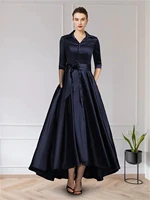 a line mother of the bride dress elegant jewel neck asymmetrical chiffon lace short sleeve with pleats appliques 2022