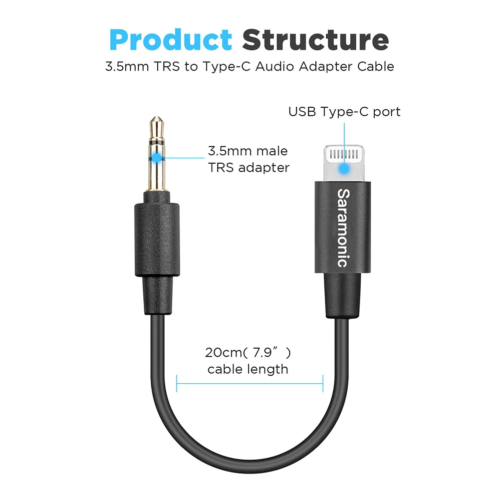 

Boya BY-K2 3.5Mm TRS (Male) To USB Type-C (Male) Audio Adapter For Phones USB-C Devices Converter