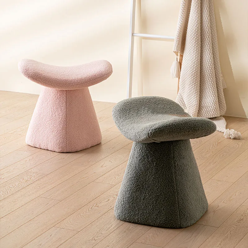 

Lambs Wool Low Stool Leisure Home Furniture Stools For Living Room Bedroom Decoration Makeup Stools