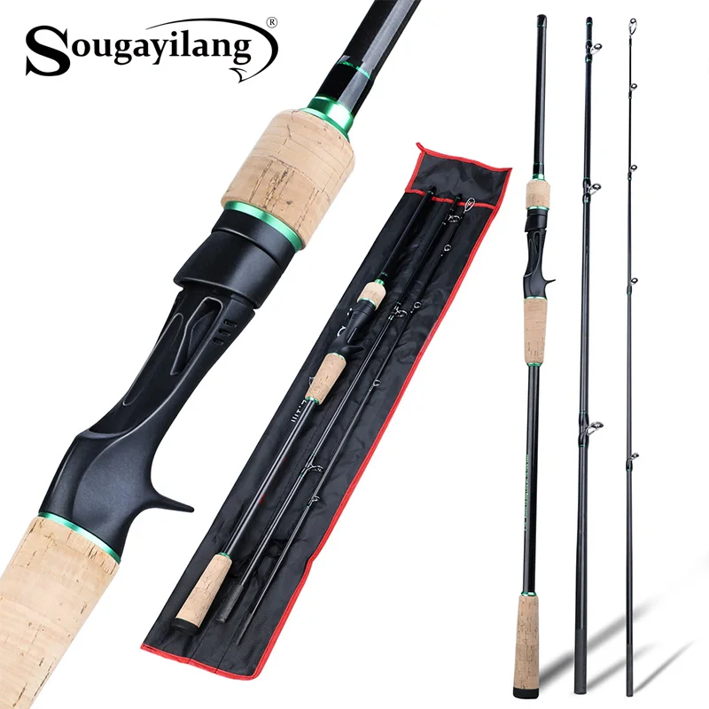

Sougayilang 3 Sections Portable Fishing Rod 1.8-2.4M Carbon UltraLight Spinning /Casting Fishing Pole EVA Handle Outdoor Tackle