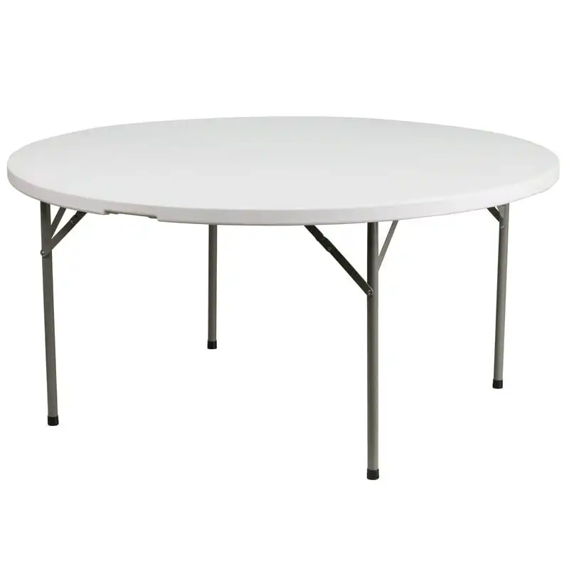 

5-Foot Round White Plastic Folding Table
