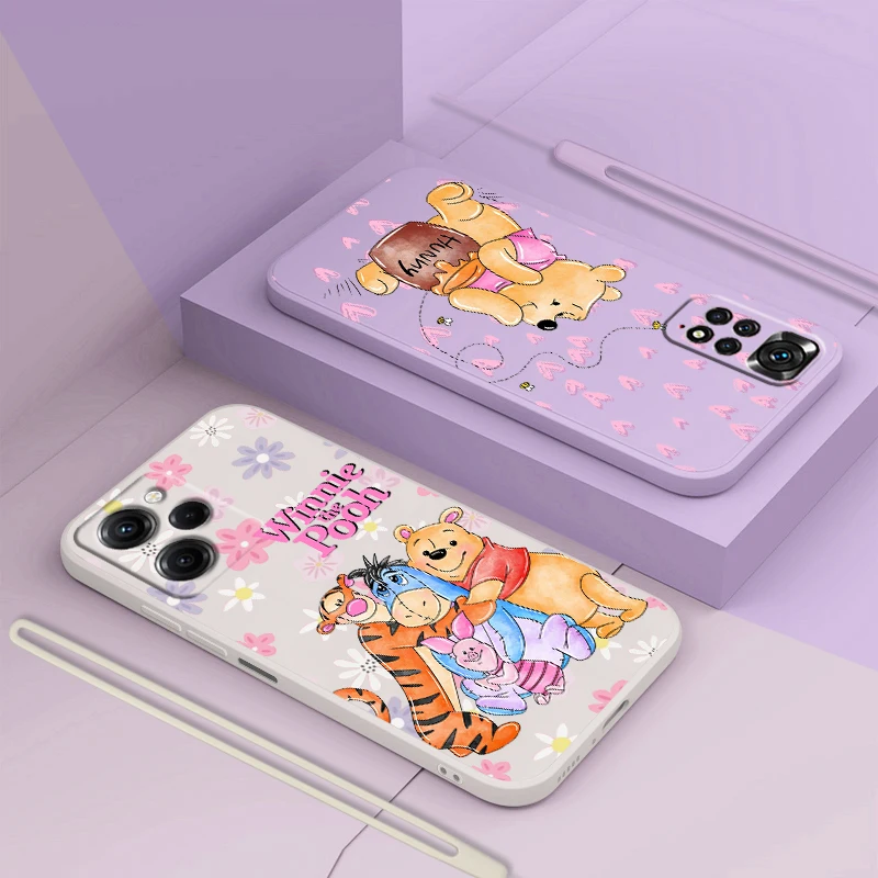 

Cartoon Winnie the Pooh For Xiaomi Redmi Note 12 11 11T 10 10S 9 9S 9T 8 8T 7 Pro Plus Speed Liquid Rope Soft Phone Case Fundas