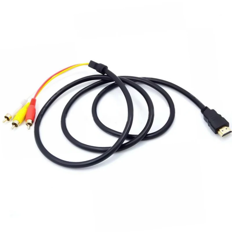 

1pc HDMI-compatible To 3 RCA Female Adapter Audio Converter Video AV A/V Cable USB To RCA Cable For HDTV TV Television Wire Cord
