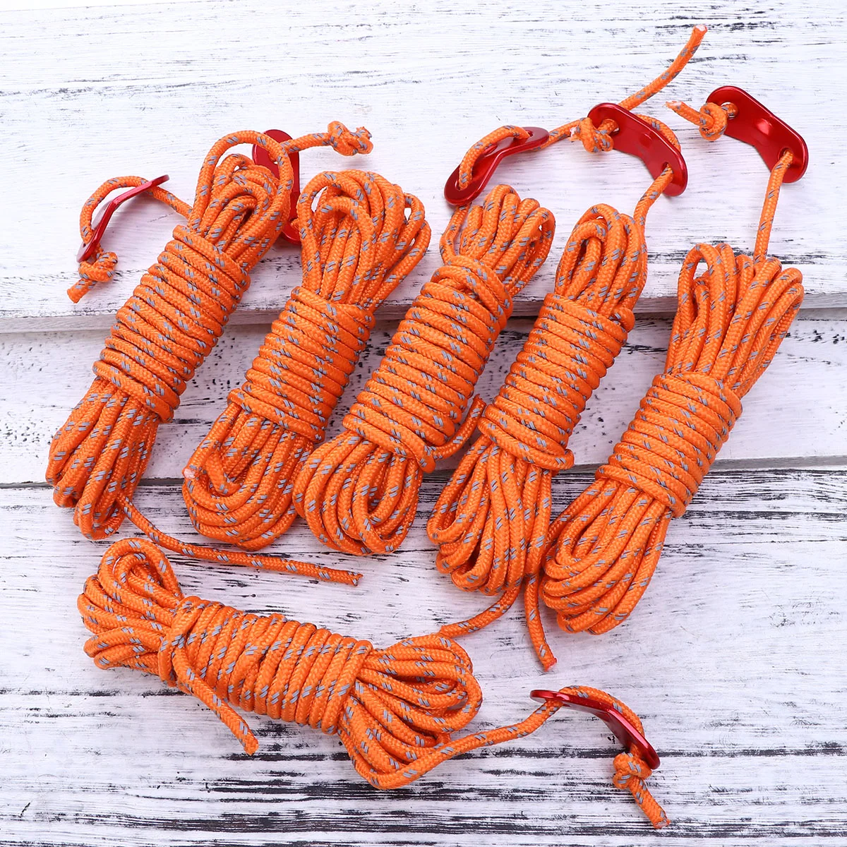 

6 Pack 4mm Outdoor Tent Rope Reflective Tent Guy Lines Guide Ropes Camping Hiking Polypropylene Rope with Aluminum