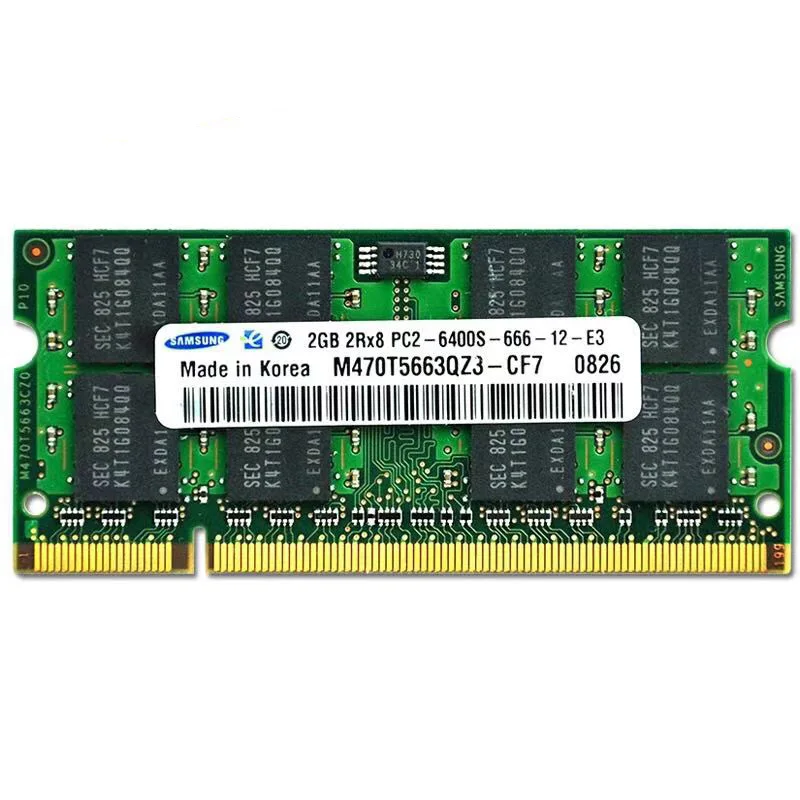 Dual Channel SDRAM RAM 2GB 2Rx8 PC2-6400S-666-12-E3 NO ECC 200Pin 1.8V SODIMM Ram 2 GB Memory Module For Laptop / Notebook